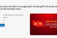 Thông tin về Cuộc thi trực tuyến tìm hiểu về các nghị quyết của Đảng đối với cán bộ, đảng viên trên internet, lần thứ nhất